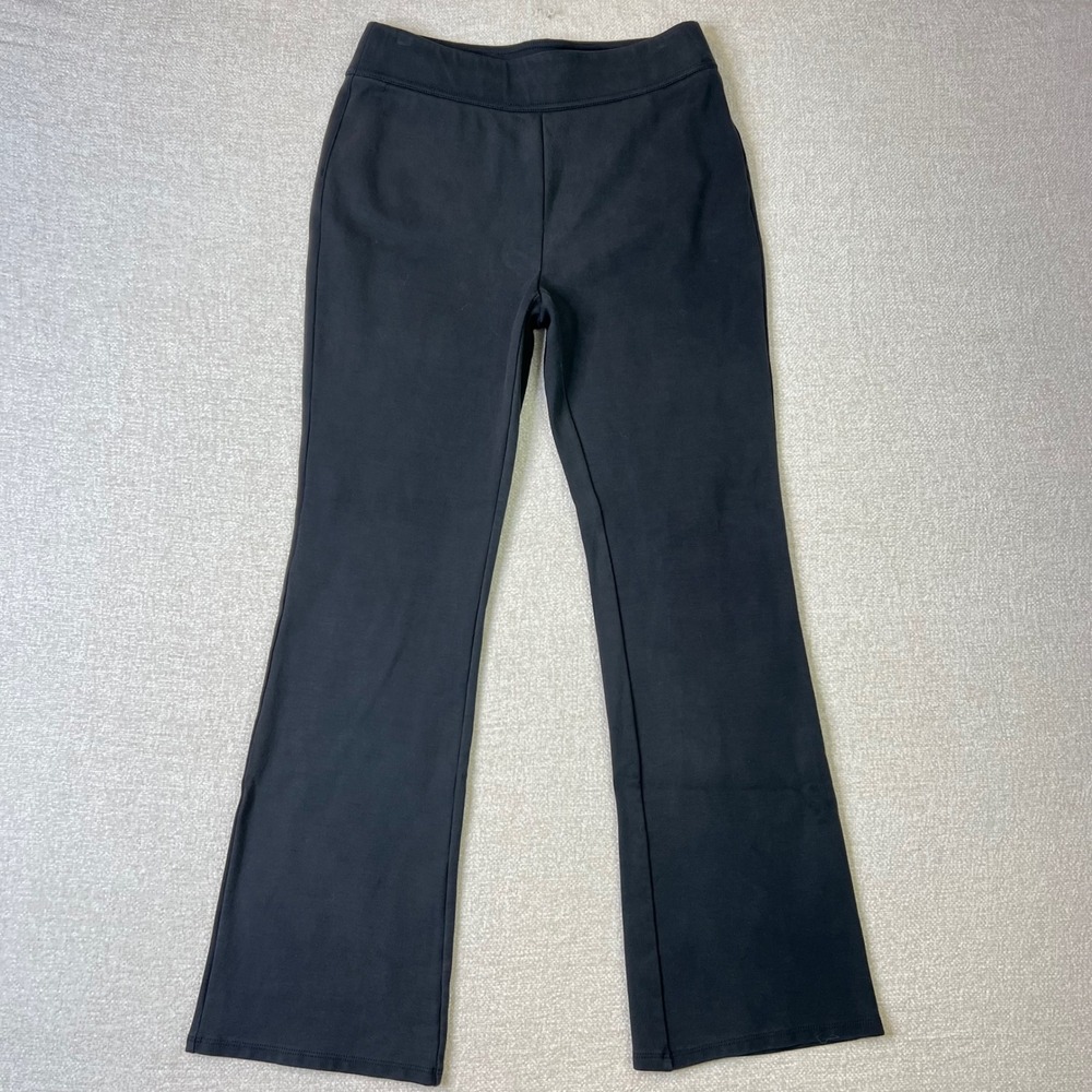 Soft Surroundings Womens Small Faux Suede Black Bootcut Pull On Stretch Pants